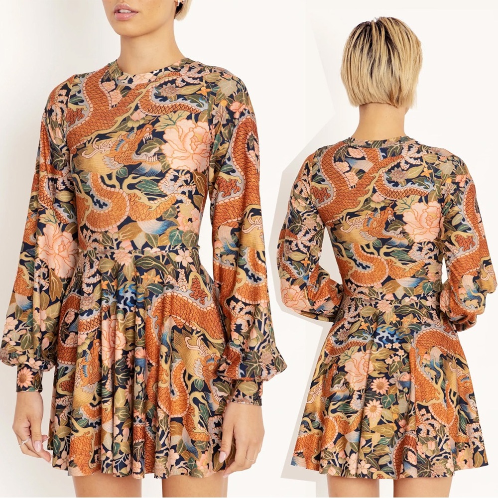 Blackmilk imperial dragon bishop skater dress (new) M